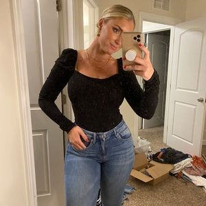 Something Navy puff sleeve top